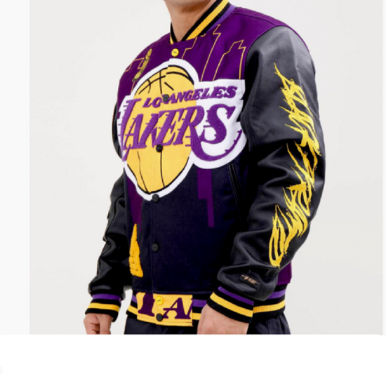 Los Angeles Lakers Black Pyramid Letterman Jacket Los Angeles Lakers Black Pyramid Letterman Jacket
