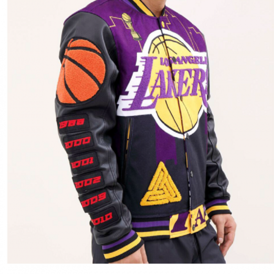 Los Angeles Lakers Black Pyramid Letterman Jacket Los Angeles Lakers Black Pyramid Letterman Jacket