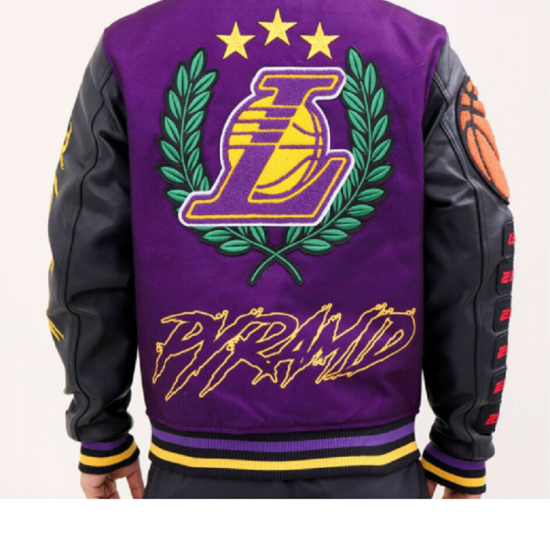 Los Angeles Lakers Black Pyramid Letterman Jacket Los Angeles Lakers Black Pyramid Letterman Jacket