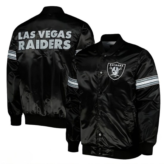 Las Vegas Raiders Black Satin Varsity Jacket Las Vegas Raiders Black Satin Varsity Jacket