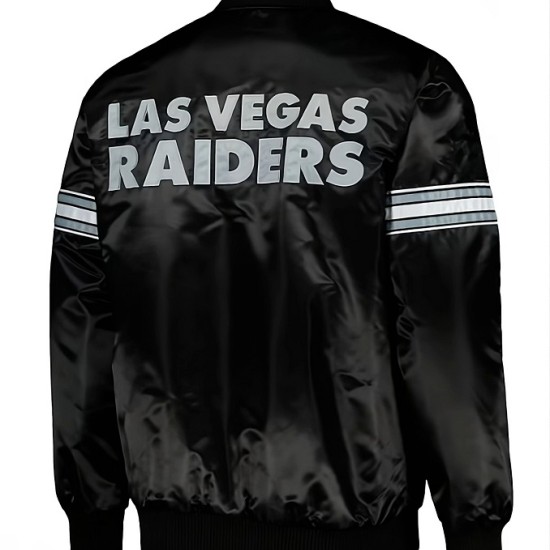Las Vegas Raiders Black Satin Varsity Jacket Las Vegas Raiders Black Satin Varsity Jacket