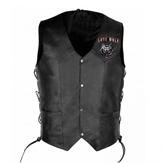 Lone Wolf Biker Leather Vest Lone Wolf Biker Leather Vest