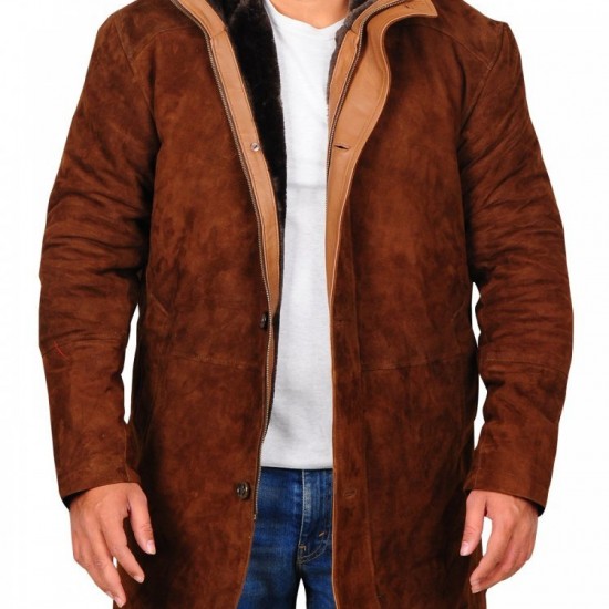 Sheriff Walt Robert Taylor Real Suede Leather Coat