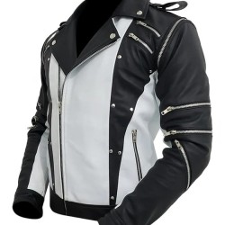 MJ Michael Jackson Black Beat It Pepsi Real Leather Jacket