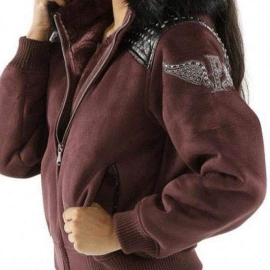 Maroon Pelle Pelle Airborne Shearling Hoodie Jacket Maroon Pelle Pelle Airborne Shearling Hoodie Jacket