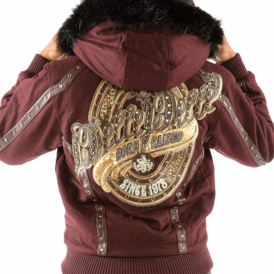 Maroon Pelle Pelle Born And Raised Hooded Jacket