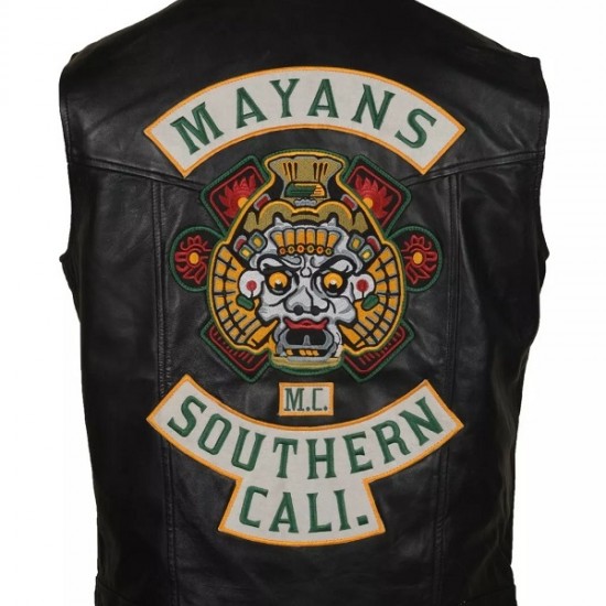 Mayans Southern California Black Biker Motorcycle Leather Vest Mayans Southern California Black Biker Motorcycle Leather Vest