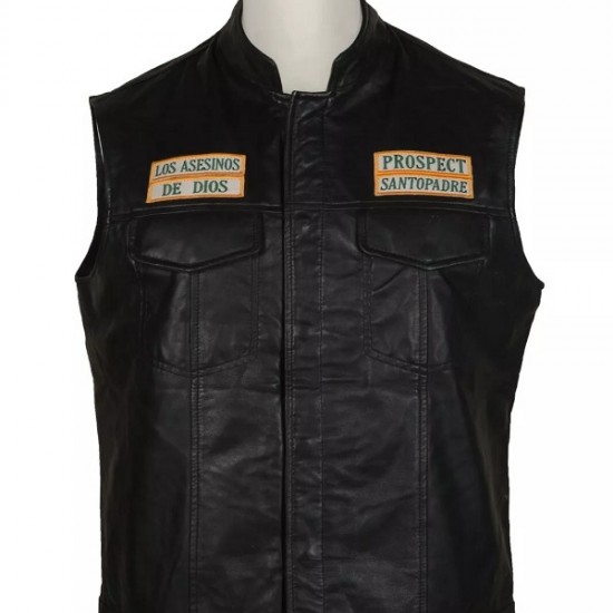Mayans Southern California Black Biker Motorcycle Leather Vest Mayans Southern California Black Biker Motorcycle Leather Vest