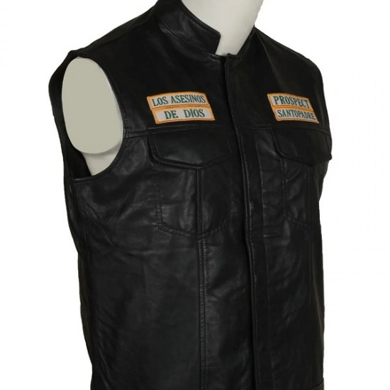 Mayans Southern California Black Biker Motorcycle Leather Vest Mayans Southern California Black Biker Motorcycle Leather Vest
