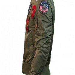 Men Army Green Top Gun Tom Cruise Men Fighter Jet Pilot Jacket               