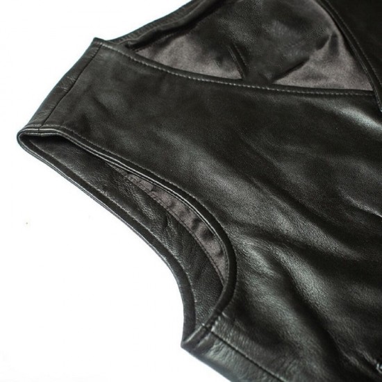 Men Black Simple Leather Vest