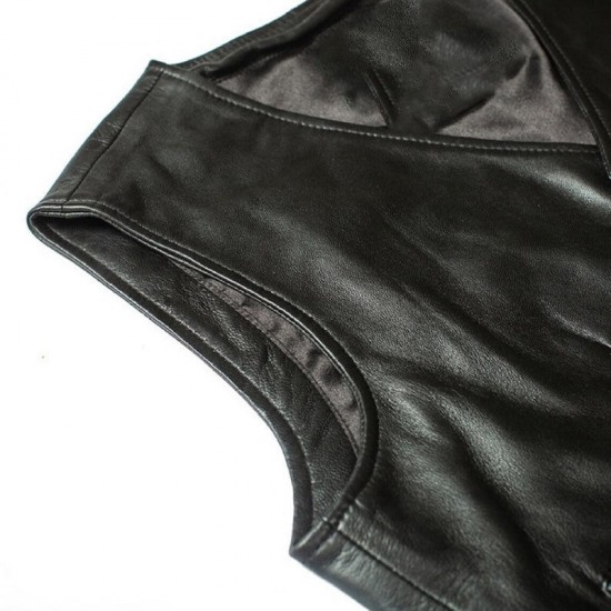 Men Black Simple Leather Vest Men Black Simple Leather Vest
