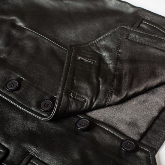 Men Black Simple Leather Vest Men Black Simple Leather Vest