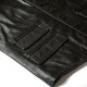 Mens Black Genuine Leather Biker Moto Vest