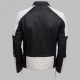 Men Black and White Leather Jacket Men Black and White Leather Jacket