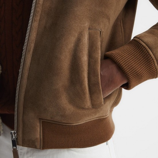 Men Winter Brown Shearling Jacket Men Winter Brown Shearling Jacket