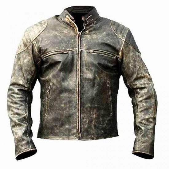 Men's Antique Black Cafe Racer Vintage Distressed Retro Biker Leather Jacket Men's Antique Black Cafe Racer Vintage Distressed Retro Biker Leather Jacket