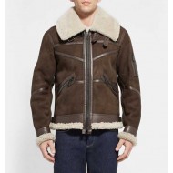 Men's Aviator Bridlington Brown Faux Shearling Biker Jacket            