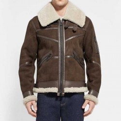 Men's Aviator Bridlington Brown Faux Shearling Biker Jacket            