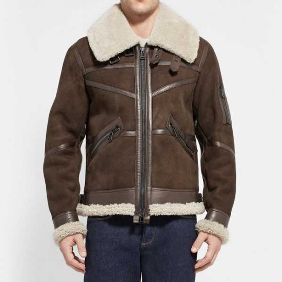Men's Aviator Bridlington Brown Faux Shearling Biker Jacket Men's Aviator Bridlington Brown Faux Shearling Biker Jacket