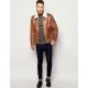Mens Aviator Brown Leather Faux Shearling Jacket Mens Aviator Brown Leather Faux Shearling Jacket