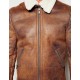 Mens Aviator Brown Leather Faux Shearling Jacket Mens Aviator Brown Leather Faux Shearling Jacket