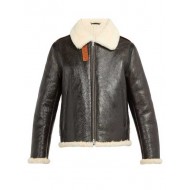 Men's Aviator Faux Shearling Black Leather Jacket              