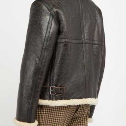 Men's Aviator Faux Shearling Black Leather Jacket              