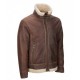 Mens Aviator Faux Shearling Brown Leather Jacket Mens Aviator Faux Shearling Brown Leather Jacket