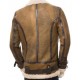 Mens Aviator Sheepskin Leather Faux Shearling Brown Jacket