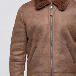 Men's B3 Faux Shearling Brown Leather Jacket        