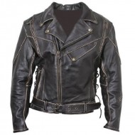 Men's Biker Classic Vintage Distressed Terminator Brando Jacket