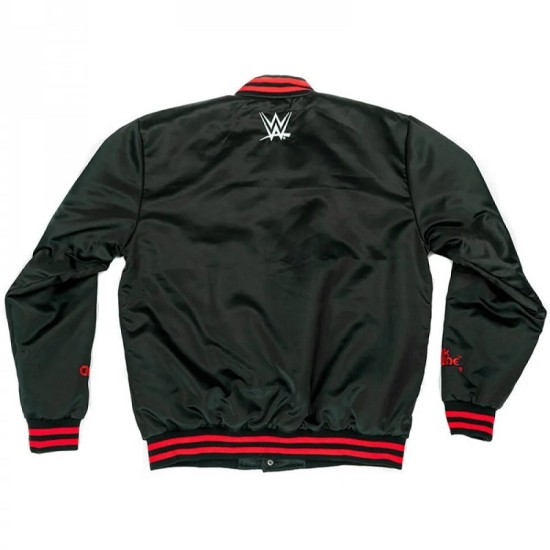 Men's Black with Red Bomber New World Order Jacket Mens Black with Red Bomber New World Order Jacket
