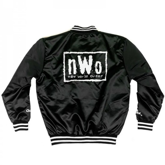 Men's Black with White Bomber New World Order Jacket Mens Black with White Bomber New World Order Jacket