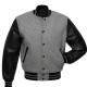 Men's Bomber Grey With Black Wool Varsity Jacket Mens Bomber Grey With Black Wool Varsity Jacket