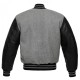 Men's Bomber Grey With Black Wool Varsity Jacket Mens Bomber Grey With Black Wool Varsity Jacket