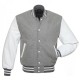 Mens Bomber Grey With White Wool Varsity Jacket