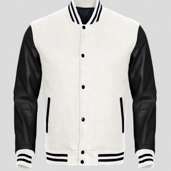 Men's Bomber Varsity Black and White Jacket Mens Bomber Varsity Black and White Jacket
