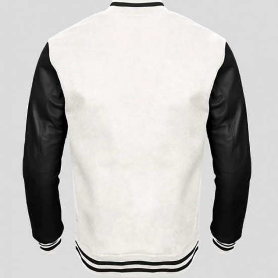 Men's Bomber Varsity Black and White Jacket Mens Bomber Varsity Black and White Jacket