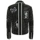 Men's Brando Studded Multi Embroidery Patches Punk Blue Leather Jacket Men's Brando Studded Multi Embroidery Patches Punk Blue Leather Jacket