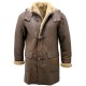 Men's Brown Shearling Sheepskin Leather Detachable Hood Duffle Coat Men's Brown Shearling Sheepskin Leather Detachable Hood Duffle Coat