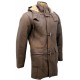 Men's Brown Shearling Sheepskin Leather Detachable Hood Duffle Coat Men's Brown Shearling Sheepskin Leather Detachable Hood Duffle Coat