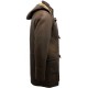 Men's Brown Shearling Sheepskin Leather Detachable Hood Duffle Coat Men's Brown Shearling Sheepskin Leather Detachable Hood Duffle Coat