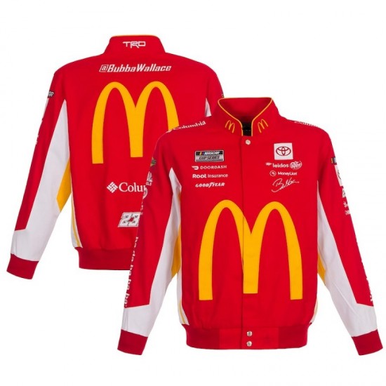 Men's Bubba Wallace JH Design Red McDonald's Twill Driver Jacket Men's Bubba Wallace JH Design Red McDonald's Twill Driver Jacket