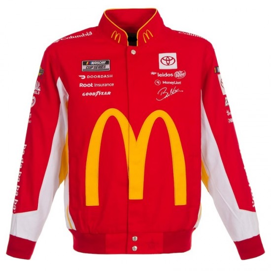 Men's Bubba Wallace JH Design Red McDonald's Twill Driver Jacket Men's Bubba Wallace JH Design Red McDonald's Twill Driver Jacket