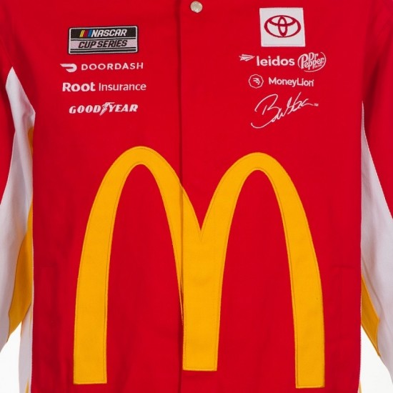 Men's Bubba Wallace JH Design Red McDonald's Twill Driver Jacket Men's Bubba Wallace JH Design Red McDonald's Twill Driver Jacket