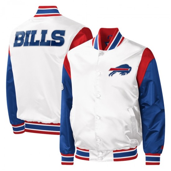 Men's Buffalo Bills Starter White Satin Jacket Men's Buffalo Bills Starter White Satin Jacket