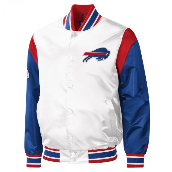 Men's Buffalo Bills Starter White Satin Jacket Men's Buffalo Bills Starter White Satin Jacket