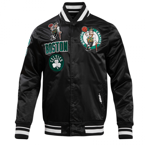 Men's Celtics Retro Classic Black Satin Jacket Men's Celtics Retro Classic Black Satin Jacket