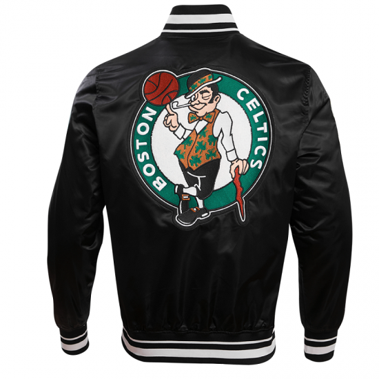 Men's Celtics Retro Classic Black Satin Jacket Men's Celtics Retro Classic Black Satin Jacket